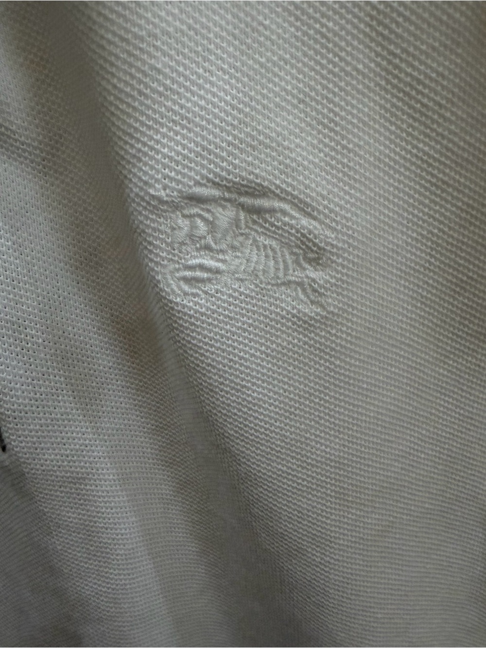 Burberry White Polo with Gray Collar and Yellow Sleeve Trim - Picture 2 of 3